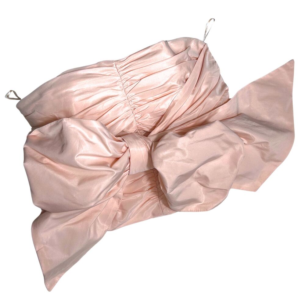 Zara Bow Bustier Top Womens XS Pink Strapless Coquette Barbiecore